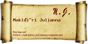 Maklári Julianna névjegykártya