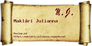 Maklári Julianna névjegykártya